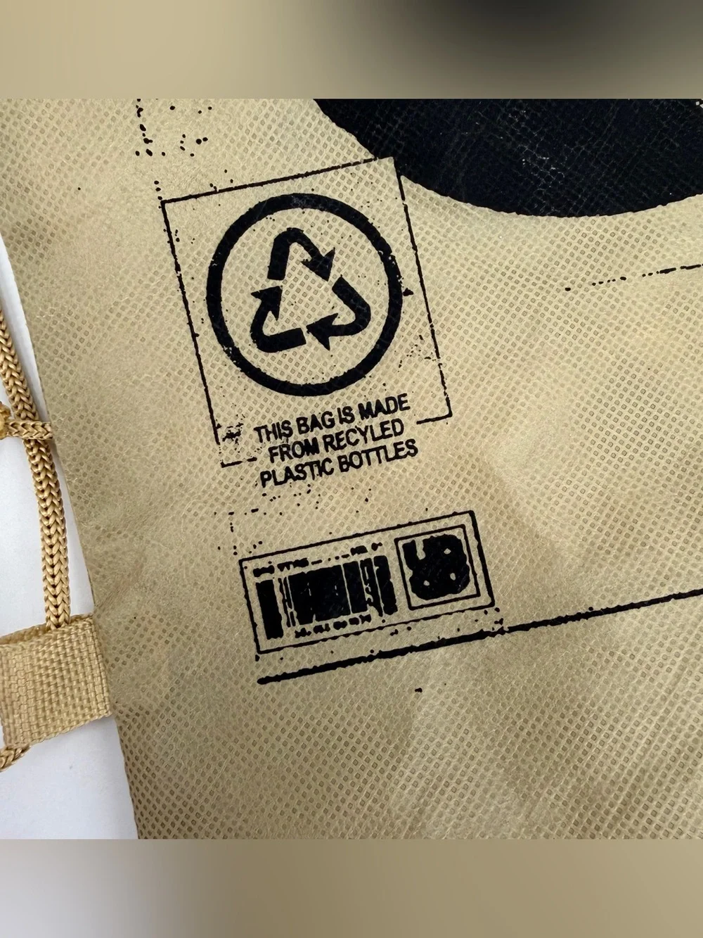 Urban Outfitters Drawstring Bag Backpack Tan Logo Recycled